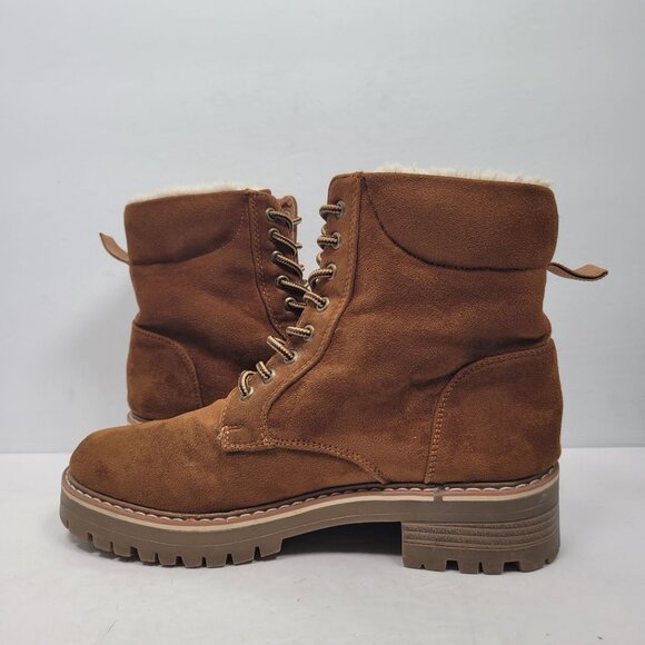 Olivia Miller Women's Brown Lace-Up Faux Suede Ankle Boots US Size 8 - Picture 6 of 11